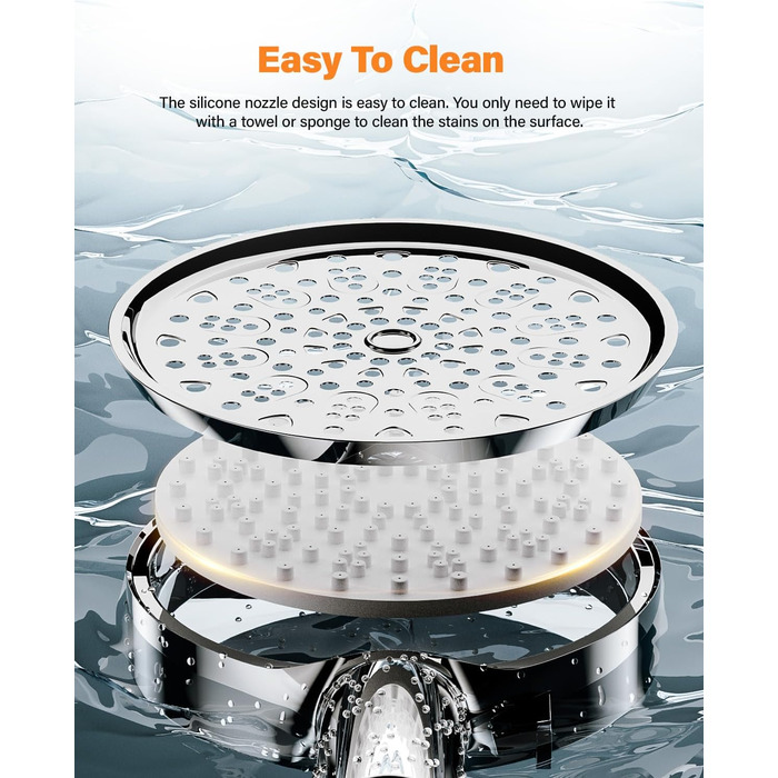 Фільтр для душу Cobbe з шлангом, душова лійка високого тиску з 6 режимами, економна душова лійка з шлангом, ручна лійка з фільтром від накипу для жорсткої води, хлору, чорна (хром63)
