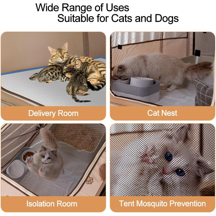 Складаний вольєр для тварин, портативний, для цуценят, собак, кошенят, котів, Indoor/Outdoor, Pop-Up, розмір M, коричневий