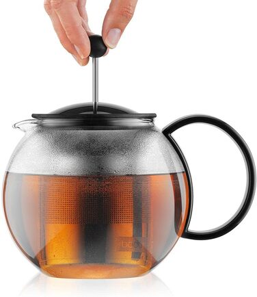 Чайник-прес Bodum Assam 1 л, скляна ручка, сталевий фільтр, чорний