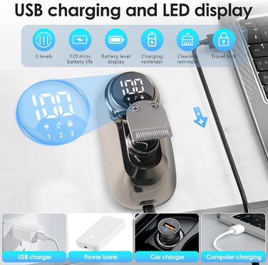 Електричний голєний апарат для чоловіків Glatzen, 5-в-1, вологостійкий, 8D, LED дисплей, набір для догляду