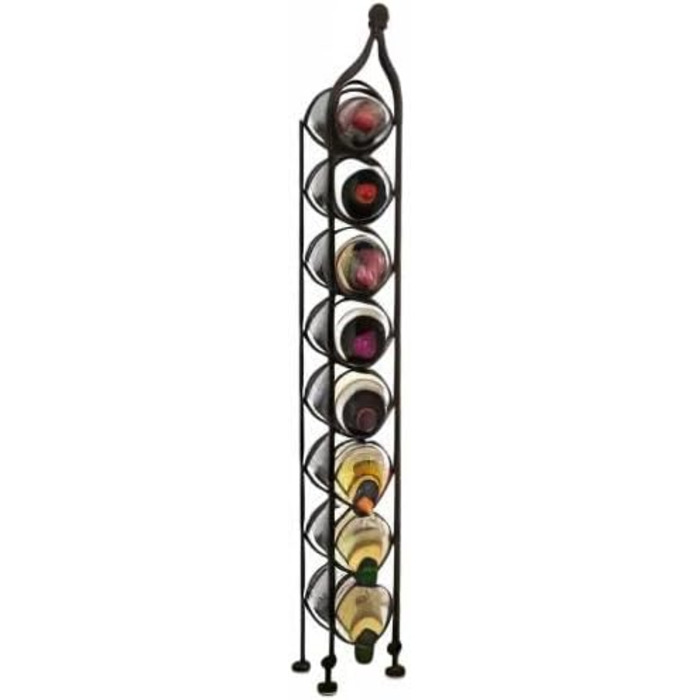 Biscottini Wrought Iron Bottle Rack 12xR12x105cm - Wine Rack with Antiqued Black Finish - Bottle Holder with 8 Bottle Spaces