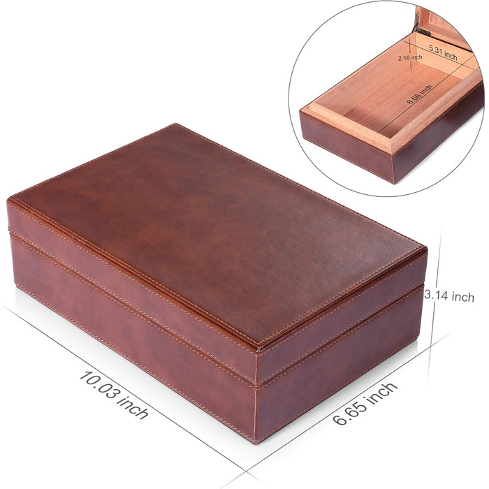 HUMIDOR MEGACRA для сигар: ручна робота, іспанська кедр, гігрометр, зволожувач, на 10-20 сигар