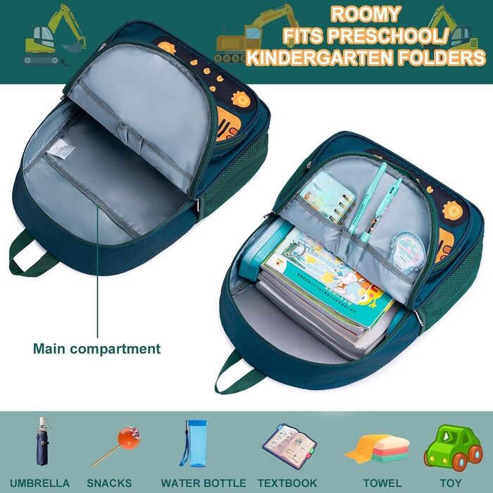 Дитячий рюкзак LOIDOU для хлопчика, 38 см, 3-8 років, блакитний (для школи, садочка)