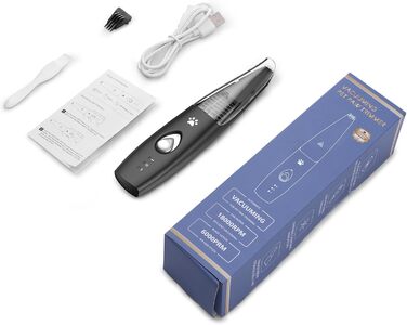 Триммер для собак 2-в-1 з пилососом, 6000 об/хв, USB, для догляду за лапами та очима, для дому та ветеринара