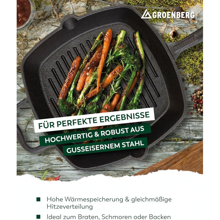 Чавунна сковорода-гриль Nabro квадратна 28 см з ручкою