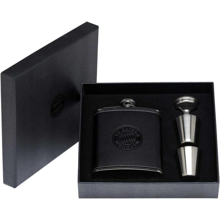 Набір фляга FC Bayern München з подарунковою коробкою, 2 чашки та воронка, 200 мл, нержавіюча сталь