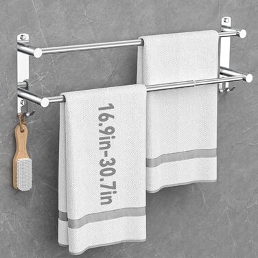 Висувна тримач для рушників 43-78 см, нержавіюча сталь, без свердління, стійка до вологи, для ванної кімнати та кухні