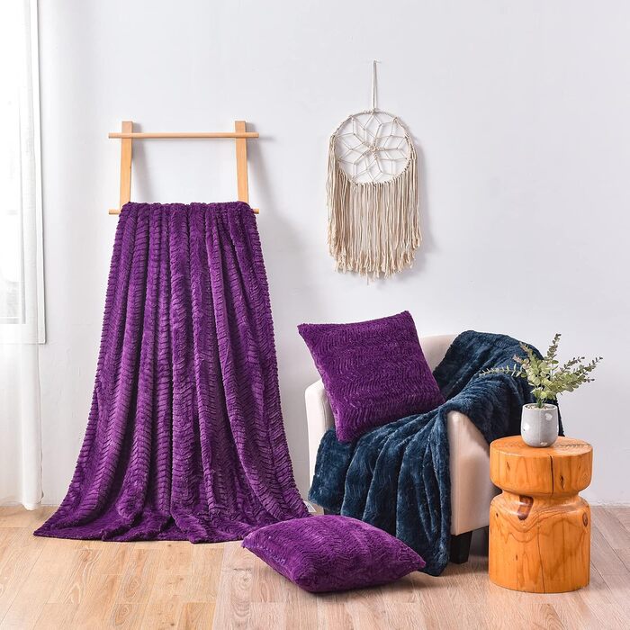 Плюшева ковдра з штучного хутра YUSOKI, 127 x 152,4 см, м'яка, тепла, для ліжка, крісла, дивана, спальні (Блакитно-зелений)