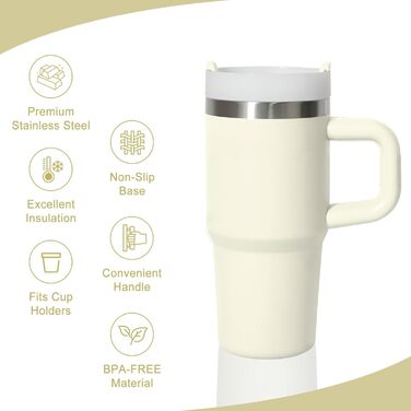 Термокружка ZAKVOP 410мл з трубочкою, кришкою та ручкою | Термоізольована кружка для кави та напоїв на виніс