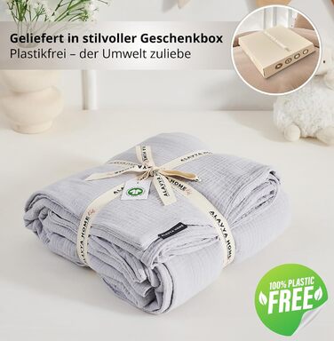 Набір постільної білизни для дитячого ліжечка Kinderbettwäsche: 2 шт. (100x135 см, 40x60 см) | Органічна бавовна, сертифікат ÖkoTex, для алергіків | Набір постільної білизни з мусліну для дітей | Сірий колір