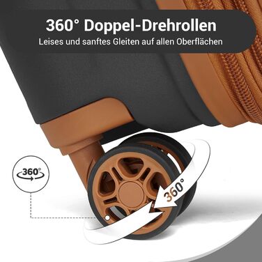 Чорний/коричневий великий валіза-ролкер з розширюваною конструкцією, TSA-замком та тримачем для напоїв (Polypropylen)