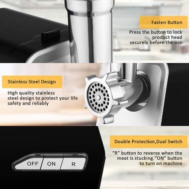 Electric Meat Grinder with Sausage Maker & Cookie Attachment - 1500W Meat & Sausage Machine