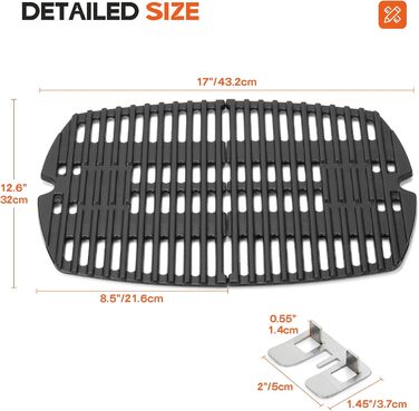 Решітка для гриля Onlyfire з чавуну, сумісна з Weber Q1000, Q120, Q140, Q1200, Q1400 (замінник Weber 7644)