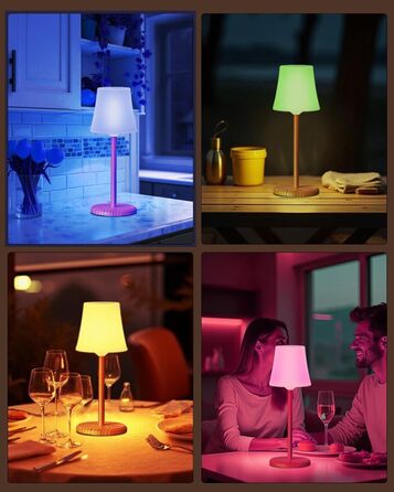 Настільна лампа бездротова LED 2 шт, акумуляторна, з регулюванням кольору та яскравості, сенсорне управління, водонепроникна IP54 для спальні, вітальні, балкону