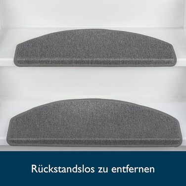 Beautissu Stair Treads - 55x15 cm - 15 Pack - Non-Slip Indoor Stair Mats - Carpet Stair Treads for Narrow Stairs - ProStair - Grey