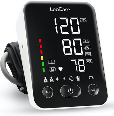 Тонометр LeoCare 528 для вимірювання артеріального тиску на плечі, CE-сертифікований, з функцією виявлення аритмії, для домашнього використання