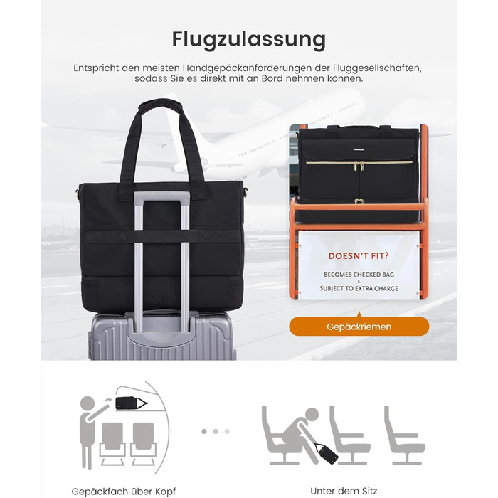 Сумка-валіза LOVEVOOK для жінок, 45L: велика валіза-рюкзак, сумка для подорожей, спортивна сумка, сумка для вихідної поїздки, клінічна сумка, сумка для пологового будинку, з косметичкою, відділенням для взуття та вологонепроникним відділенням, чорна