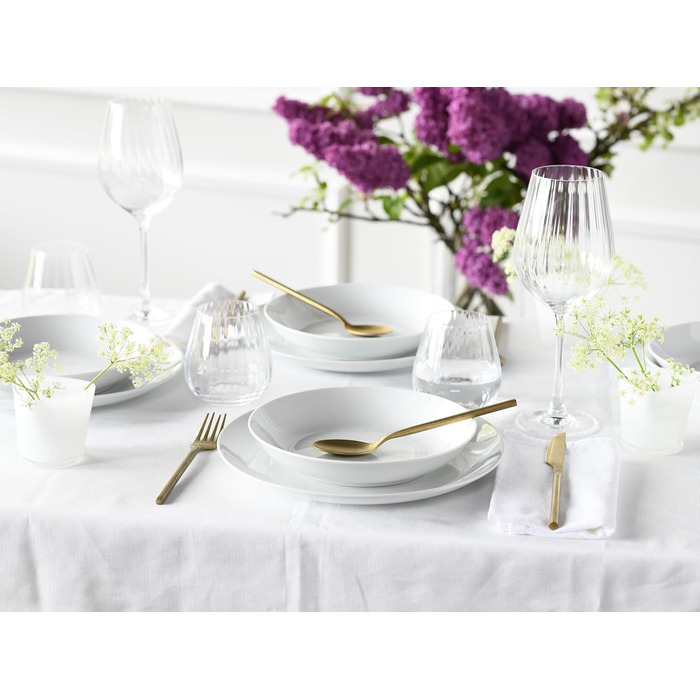 CreaTable Серія Luna Weiss: 12-ти частинний сервіз з порцеляни на 6 осіб, посуд для кухні, безпечний у посудомийній машині та мікрохвильовці