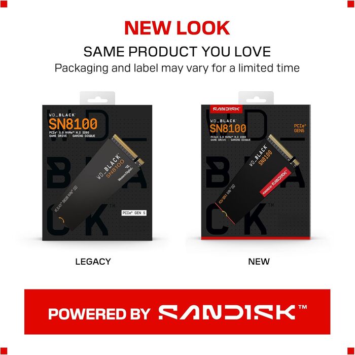 SSD WD Black SN8100 1TB PCIe 5.0 NVMe M.2 - Швидкість до 14900 МБ/с