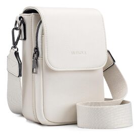 Сумка-органайзер на шию MUIIKOLA для смартфонів з RFID-захистом, веганська шкіра, бежевий. Сумка через плече для жінок з широким ременем та гаманцем.