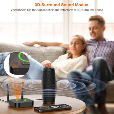 1Mii Bluetooth 5.1 Аудіо Адаптер з Низькою Затримкою aptX, 3D Surround, Підтримка RCA/3.5mm/Coaxial для Підсилювачів та Колонок