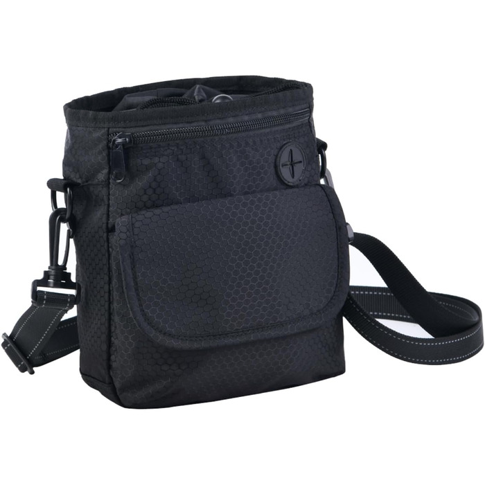 Водонепроникна сумка для ласощів для собак Hanwell з інтегрованим дозатором пакетів для екскрементів, сумка для дресирування собак на стегні та на плечі, чорна