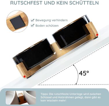 Миска для собак та котів SPUNKYJUNKY з кераміки, велика, 850 мл, піднята на бамбуковому стійці, колір «Зоряне небо»