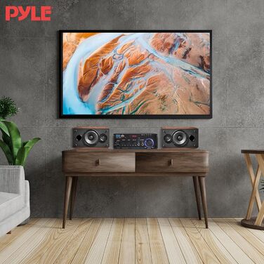 Pyle підсилювач 200Вт, стерео Bluetooth, 2-канальний, RCA, USB, SD, MIC, FM-радіо, регулювання басу та високих, для дому, авто, студії, домашнього кінотеатру