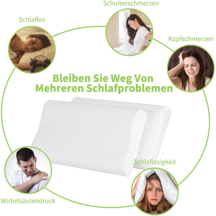 Good Night Memory Foam Pillow, Foam Cervical Orthopedic Neck Support, Ergonomic Head Pillow, Contoured Groove Pillow for Neck Pain, Side Sleepers (65 * 35 * 11/9cm)