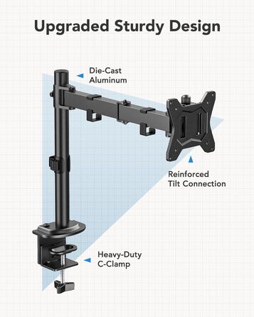 Кріплення для монітора HUANUO, 13-32 дюйми, регулювання висоти, нахил, поворот, VESA 75/100 мм, 2 варіанти монтажу