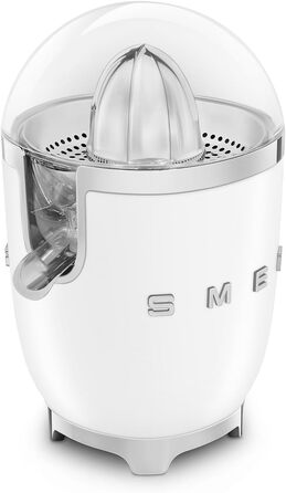 Електрична соковижималка для цитрусових Smeg CJF01PGEU, ручний прес, універсальний конус, 70 Вт, матовий білий