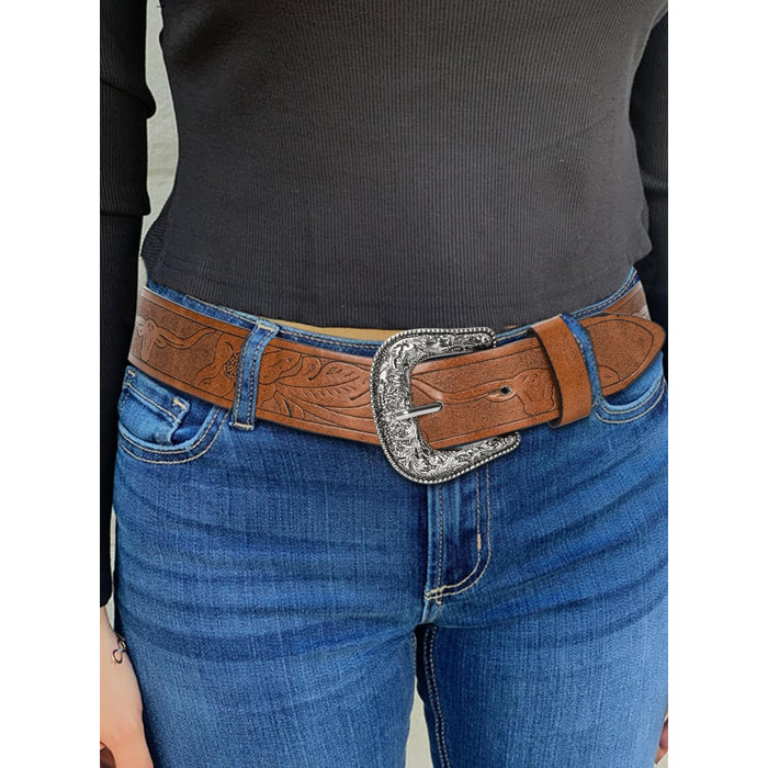 Жіночий/Чоловічий Ремінь Cowboy з Регульованою Пряжкою в Стилі Західного Дикого Заходу - для Джинсів, Штанів, Суконь. Розмір 30-39 (107 см)