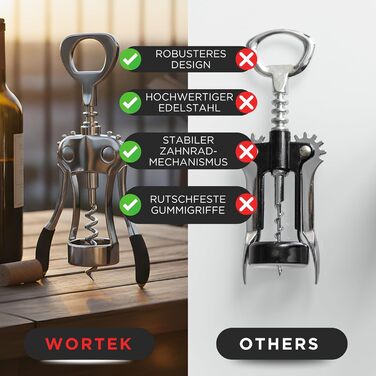 Відкривачка для вина Wortek: якісний штопор для пляшок з корком - подарунок для поціновувачів вина