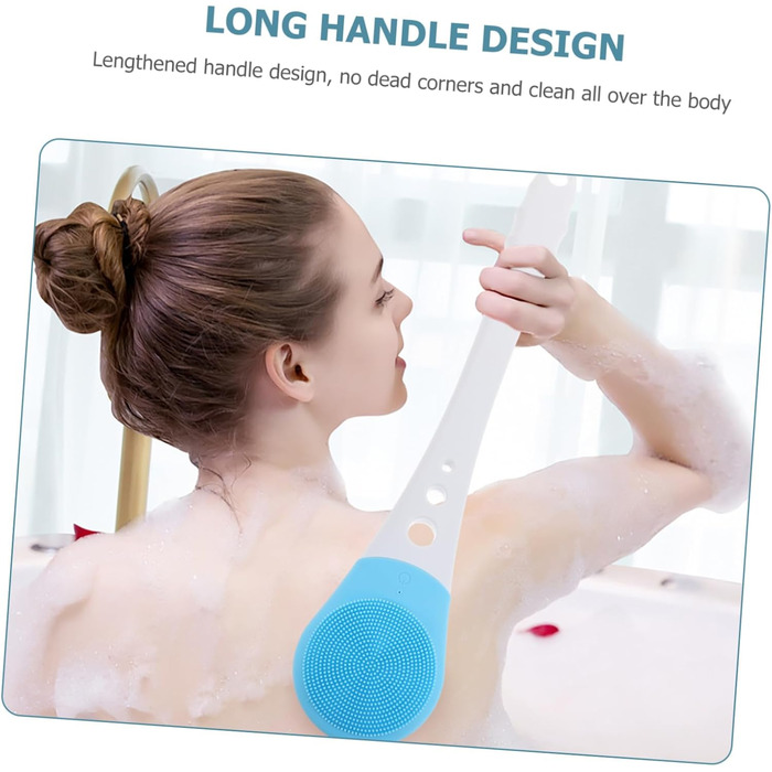 Minkissy 1-Piece Bath Brush Body Cleaning Brush Rotating Exfoliating Brush Facial Washing Brush Massage Brush Electric Shower Brush Massage Brush for the Back Bath Accessories Abs Blue (43X9X3CM)