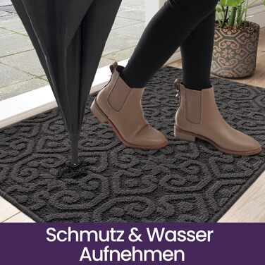 При Entrance килимок DEXI 60x90 см, протиковзний вбираючий килим для входу, передпокою та тераси, антрацит