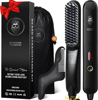 Електрична випрямляч для волосся TENTEK для чоловіків з регулюванням температури, іонізація, захист від опіків, чорний