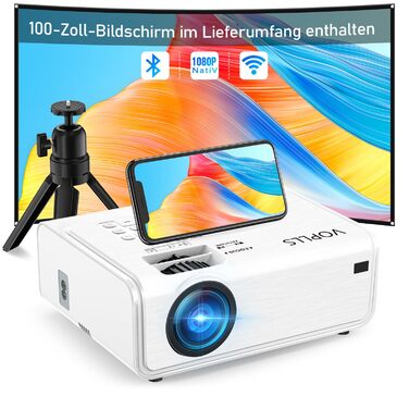 Портативний проєктор Mini Beamer: 1080P Full HD, 600 ANSI, WiFi 6, Bluetooth, 4K, автофокус, корекція трапеції, 50% зум, 360° обертання для дому та мобільного використання
