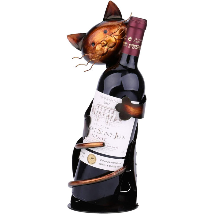 Cat Wine Holder, Wine Bottle Holder, Cat Decor, Wine Rack, Metal Sculpture, Practical Sculpture, Interior Decoration Craft, Main Decoration for Birthday, Christmas, Thanksgiving