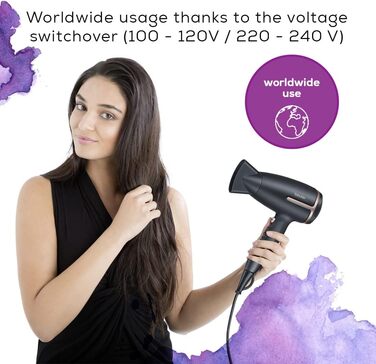 Beurer HC 25 - Подорожній фен з іонізацією, 1600 Вт, для гладкого волосся, складна конструкція, 110-240V