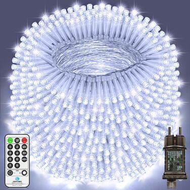 Льод-гірлянда LED 1400 LED: тепле світло, водонепроникна, на батарейках, з пультом, для дому та саду, вечірки, весілля, балкона, ялинки
