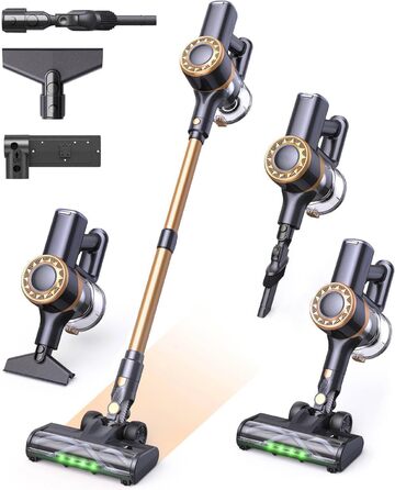 Бездротовий пилосос P2 Akku Sauger Stabstaubsauger: потужний, для тварин, килимів, твердих підлог, з антизаплутувальною щіткою та зеленим підсвічуванням