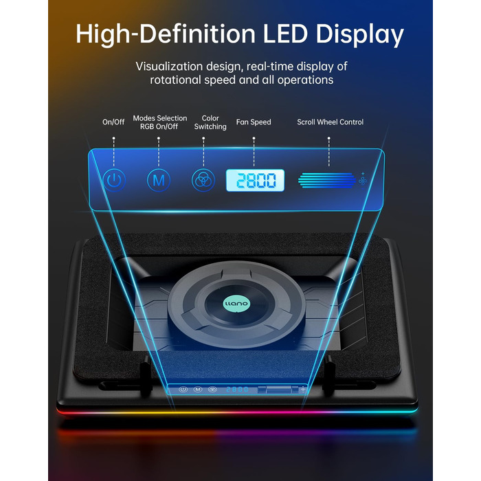 Ігровий охолоджувач для ноутбука llano V12 RGB з потужним турбовентилятором 5.5