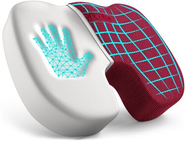 Крісло-подушка FORTEM: м'яке сидіння з Memory Foam для офісного, ігрового та автомобільного крісла. Знімна та миюча обкладка, великий розмір (червона сітчаста тканина, extra groß)