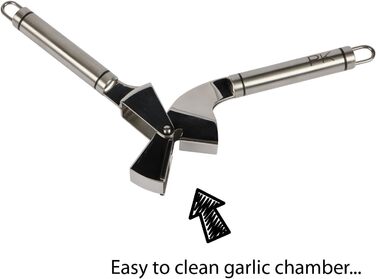Stainless Steel Garlic Press - Professional Grade - Baby Food Safe - 10 Year Warranty - Precision Kitchenware