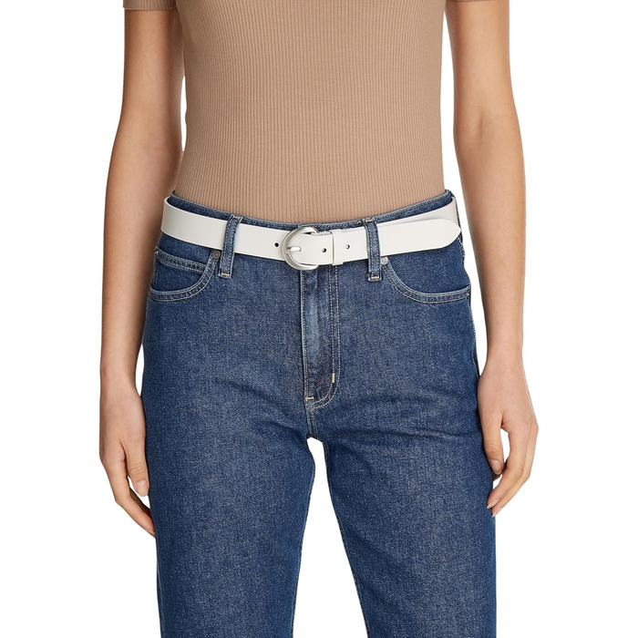 Ремінь жіночий Calvin Klein Classic з пряжкою, шкіра, 95 см, сірий (Vapor White)