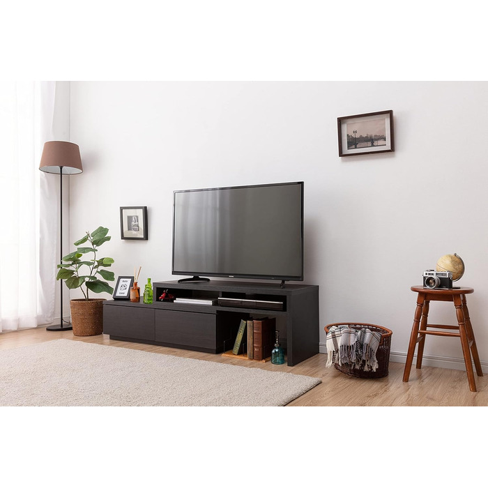 Iris Ohyama TV Furniture, TV Cabinet, TV Stand, TV Wall Mount for screens up to 43 inches, 4 shelves, Extendable, Contemporary, Bedroom, Living Room - TV Cabinet - SAB-100 - White Oak (Black Oak, TV size up to 43 inches, Expandable)