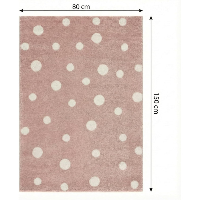 Дитячий килим Kinderteppich DOTS бежево-рожевий 80x150 см, Öko-Tex, для дівчаток, в дитячу кімнату
