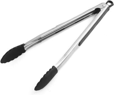 Farberware 5216358 Professional Stainless Steel Kitchen Tongs with Heat-Resistant Nylon, Locking, and Silicone Tips