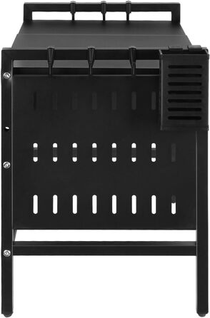 Поличка для мікрохвильової печі 3-рівнева, органайзер з гачками, розширювана, висувна (40-64см), з вуглецевої сталі (чорна, з перфорованим листком, 42-68*36*46см)