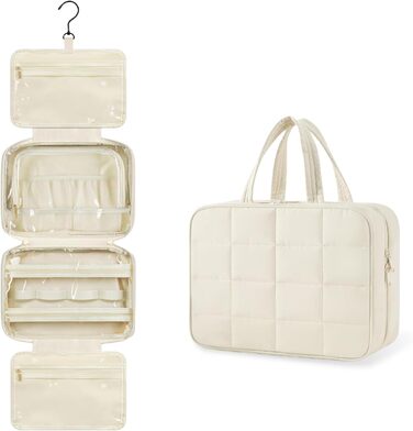 Косметичка-органайзер для подорожей з гачком, жіноча/чоловіча, велика, бежева (#2)